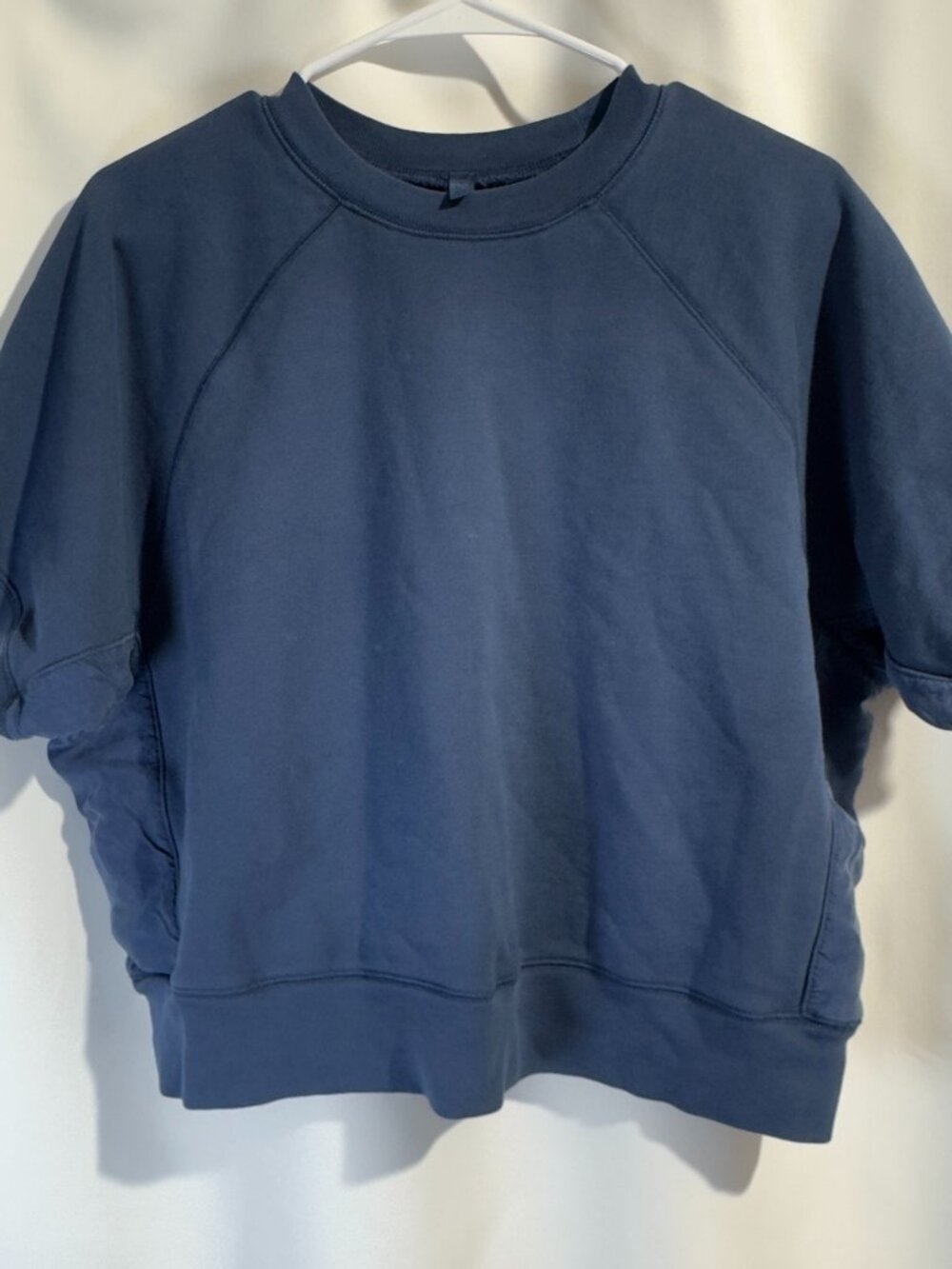 SKIMS French Terry Raglan Short Sleeve Sweatshirt Indigo Blue Cotton XL
